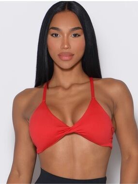 Bombshell Sportswear Twist Mini Bra Red Coral Size Small